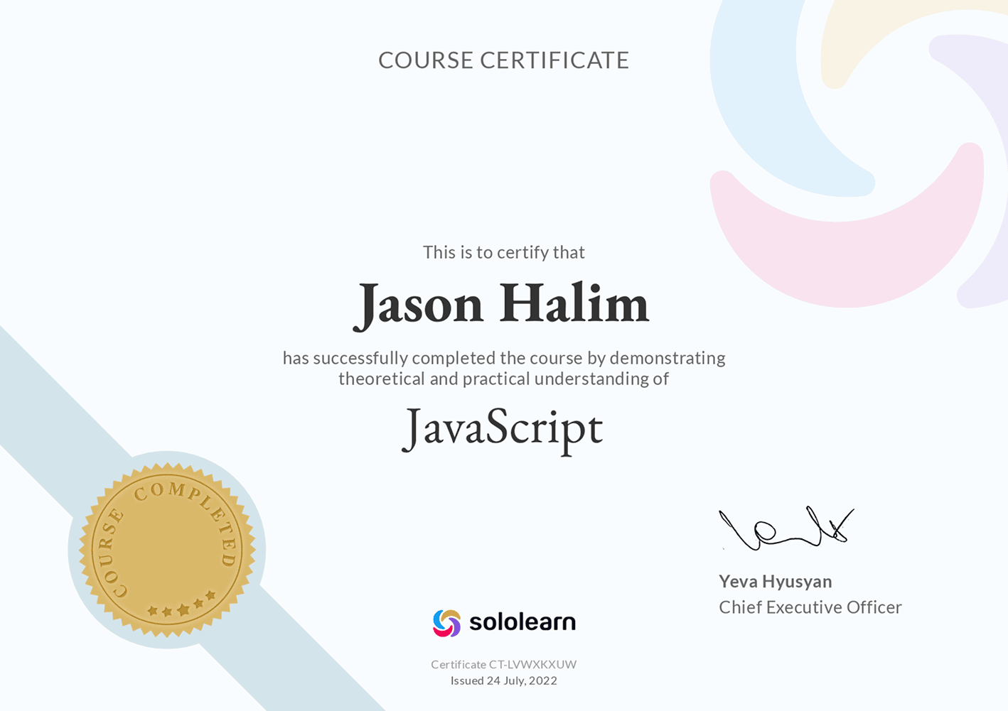 SOLOLEARN certificate